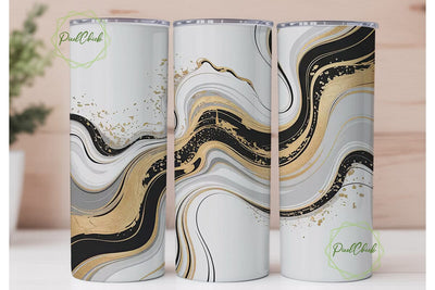 Black White Gold Marble 20oz Tumbler Sublimation PixelChick 