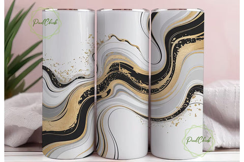 Black White Gold Marble 20oz Tumbler Sublimation PixelChick 