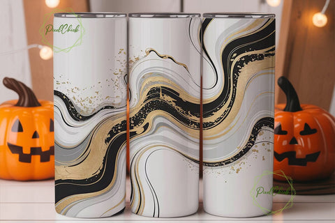 Black White Gold Marble 20oz Tumbler Sublimation PixelChick 