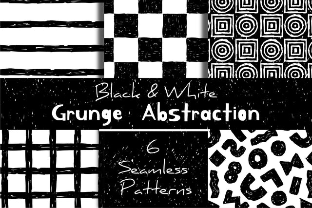Black & White Grunge Abstraction Seamless Patterns Digital Pattern Rin Green 