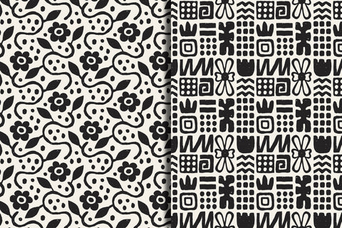 Black & White Minimal Seamless Patterns Digital Pattern Rin Green 