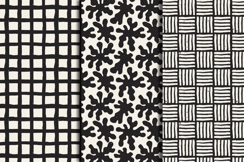 Black & White Minimal Seamless Patterns Digital Pattern Rin Green 