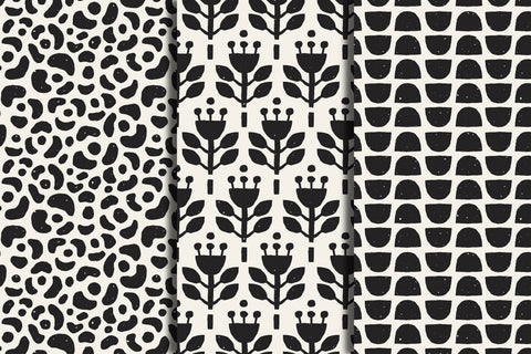 Black & White Minimal Seamless Patterns Digital Pattern Rin Green 