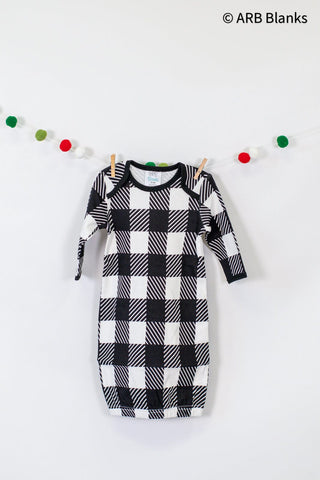 Black & White Plaid Family Pajama Collection | Blanks for HTV and T Shirt Transfers Physical ARB Blanks Baby Gown 0-3M 