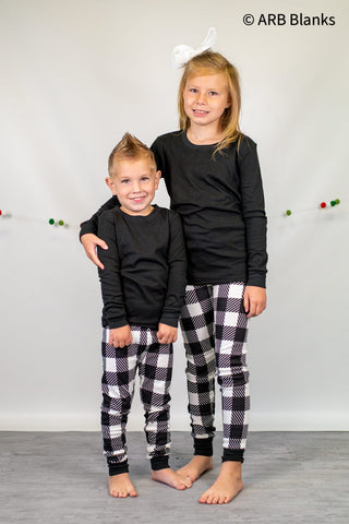 Black & White Plaid Family Pajama Collection | Blanks for HTV and T Shirt Transfers Physical ARB Blanks Youth 6M 
