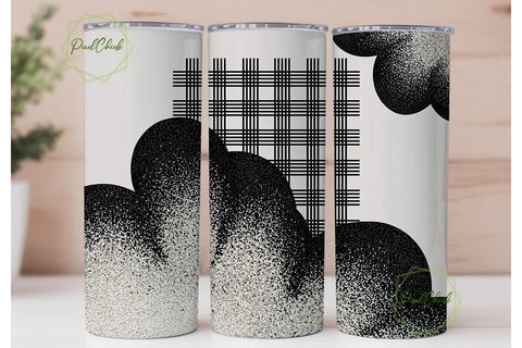 Black White Plaid Glitter 20oz Tumbler Sublimation PixelChick 