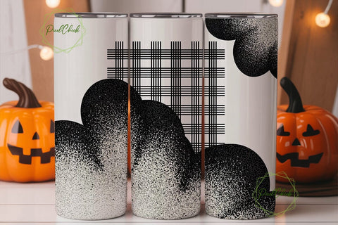 Black White Plaid Glitter 20oz Tumbler Sublimation PixelChick 