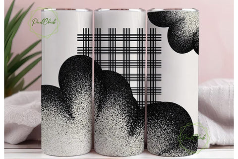 Black White Plaid Glitter 20oz Tumbler Sublimation PixelChick 