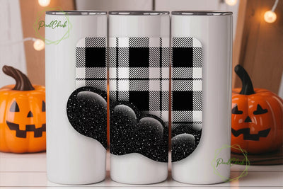 Black White Plaid Glitter 20oz Tumbler Sublimation PixelChick 