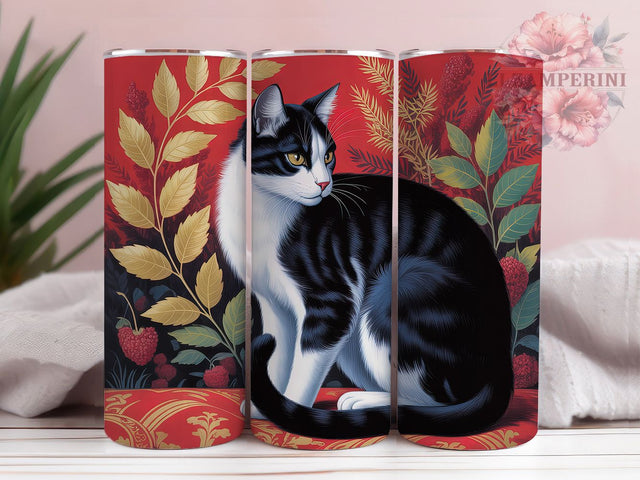 Black White Red Cat Lover Tumbler Wrap, Black White Cat Tumbler, Red Cat Sublimation, Feline Lover Cup, Cute Cat Drinkwar, Monochrome Cat Mug, Stylish Cat Digital Sublimation Li Zamperini 