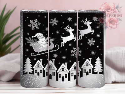 Black & White Santa Tumbler, Christmas Santa Wrap, Monochrome Holiday Sublimation Design, Festive Santa Cup, 20Oz Skinny Tumbler Wrap, Classic Christmas Mug, Vintage Holiday Design Sublimation Li Zamperini 