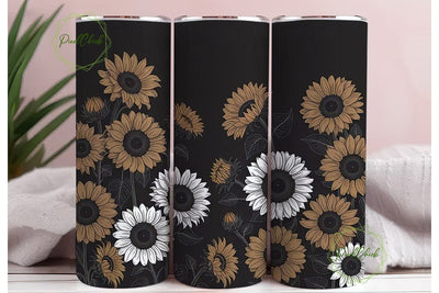 Black & White Sunflower 20oz Tumbler Sublimation PixelChick 
