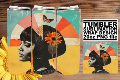 Black Woman 20oz Tumbler Wrap Abstract Artistic Sublimation Sublimation afrosvg 