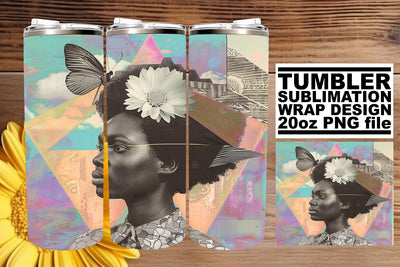 Black Woman 20oz Wrap Artistic Abstract Tumbler Design Sublimation afrosvg 
