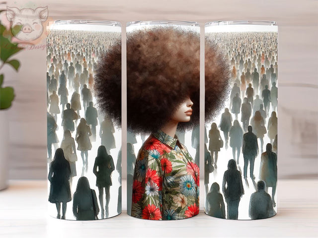 Black Woman Abstract 20oz Tumbler Png, Straight & Tapered Tumbler Png, African American Black Girl Tumbler Png, Digital Download PNG Sublimation Lara' s Designs 