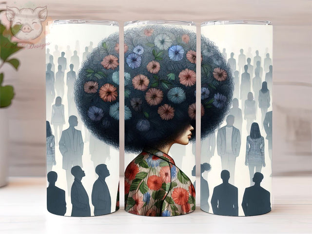 Black Woman Abstract 20oz Tumbler Png, Straight & Tapered Tumbler Png, African American Black Girl Tumbler Png, Digital Download PNG Sublimation Lara' s Designs 