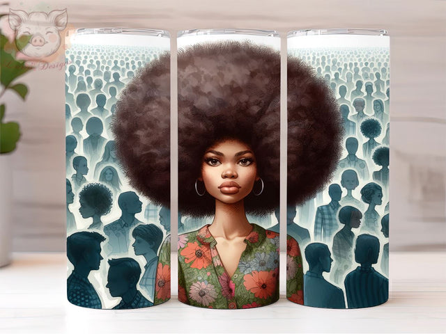 Black Woman Abstract 20oz Tumbler Png, Straight & Tapered Tumbler Png, African American Black Girl Tumbler Png, Digital Download PNG Sublimation Lara' s Designs 