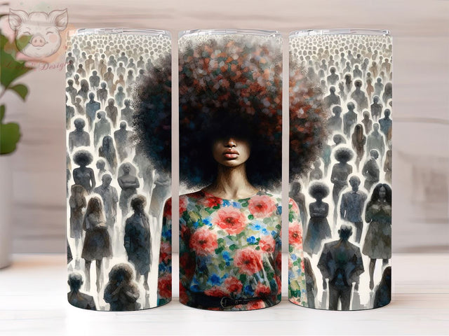 Black Woman Abstract 20oz Tumbler Png, Straight & Tapered Tumbler Png, African American Black Girl Tumbler Png, Digital Download PNG Sublimation Lara' s Designs 
