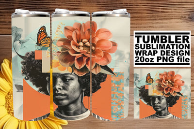 Black Woman Abstract Artistic Wrap 20oz Tumbler Sublimation Sublimation afrosvg 