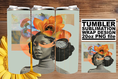 Black Woman Abstract Artistic Wrap 20oz Tumbler Sublimation Sublimation afrosvg 