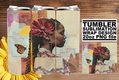 Black Woman Artistic 20oz Tumbler Wrap Abstract Style Sublimation afrosvg 