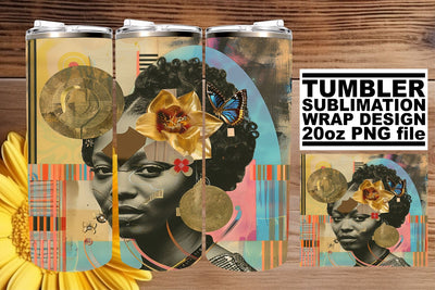Black Woman Artistic Abstract 20oz Tumbler Wrap Design Sublimation afrosvg 