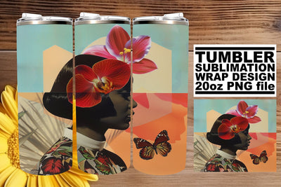Black Woman Artistic Abstract Tumbler Wrap 20oz Sublimation Sublimation afrosvg 