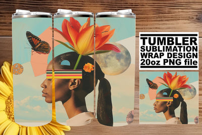 Black Woman Artistic Design 20oz Tumbler Wrap Abstract Sublimation afrosvg 