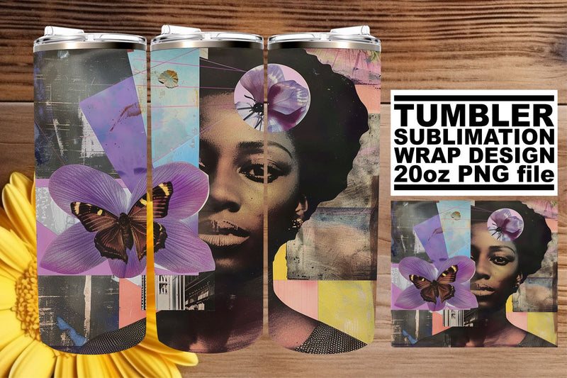 Black Woman Artistic Design 20oz Tumbler Wrap Abstract Sublimation afrosvg 