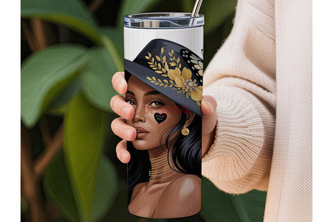 Black Woman Butterfly 20oz Tumbler Sublimation DesignSVG 