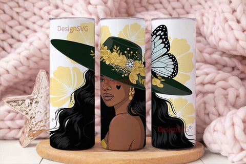 Black Woman Butterfly 20oz Tumbler Sublimation DesignSVG 