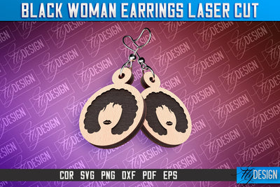 Black Woman Earrings Laser Cut | Accessories Laser Cut Design | CNC File SVG Fly Design 