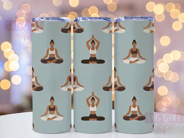 Black Woman Empowering Yoga Tumbler, African American Woman Cup, Yoga Meditation Wrap, 20Oz Sublimation Tumbler, Empowering Wellness Design, Mindful Gift Cup, Spiritual Yoga Tumbler Sublimation SvggirlplusArt 