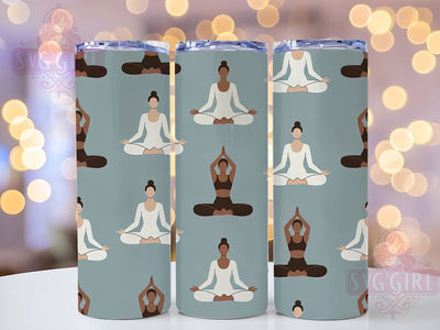 Black Woman Empowering Yoga Tumbler, African American Woman Cup, Yoga Meditation Wrap, 20Oz Sublimation Tumbler, Empowering Wellness Design, Mindful Gift Cup, Spiritual Yoga Tumbler Sublimation SvggirlplusArt 
