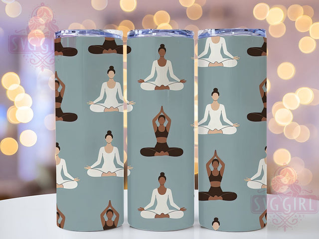 Black Woman Empowering Yoga Tumbler, African American Woman Cup, Yoga Meditation Wrap, 20Oz Sublimation Tumbler, Empowering Wellness Design, Mindful Gift Cup, Spiritual Yoga Tumbler Sublimation SvggirlplusArt 