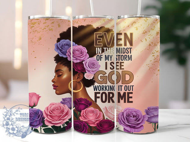 Black Woman Faith Inspirational Tumbler, Christian Woman Gift, African American Art, Religious Quote Cup, Inspirational Design, Black Girl Faith, Spiritual Woman Gift Sublimation ToriDesigns 