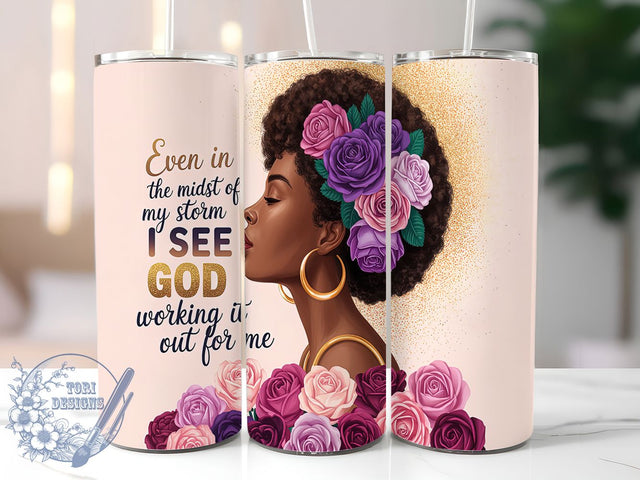 Black Woman Faith Inspirational Tumbler, Christian Woman Gift, African American Art, Religious Quote Cup, Inspirational Design, Black Girl Faith, Spiritual Woman Gift Sublimation ToriDesigns 
