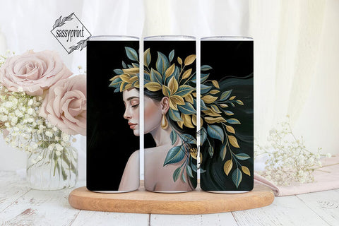 Black Woman Floral Headdress Tumbler Sublimation sassyprint 