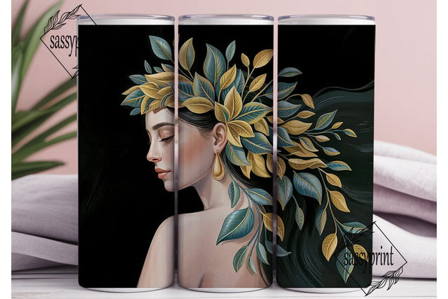 Black Woman Floral Headdress Tumbler Sublimation sassyprint 