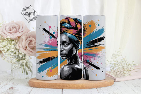 Black Woman Headwrap 20oz Tumbler Design Sublimation sassyprint 
