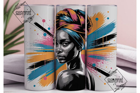 Black Woman Headwrap 20oz Tumbler Design Sublimation sassyprint 