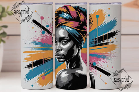 Black Woman Headwrap 20oz Tumbler Design Sublimation sassyprint 
