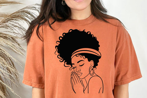 Black Woman Praying Afro Silhouette SVG: Prayer Design SVG DesignDestine 