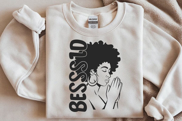 Black Woman Praying SVG: Afro Silhouette, Blessed Design SVG DesignDestine 