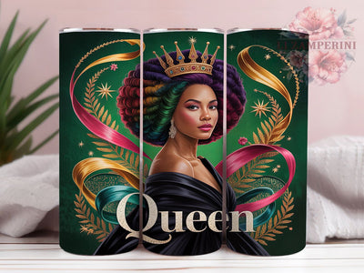 Black Woman Queen Empowering Tumbler, African American Sublimation Design, Empowering Queen Art, 20oz Queen Tumbler, Whimsical Afro Mug, Stylish Queen Cup, Bold Black Woman Wrap Sublimation Li Zamperini 