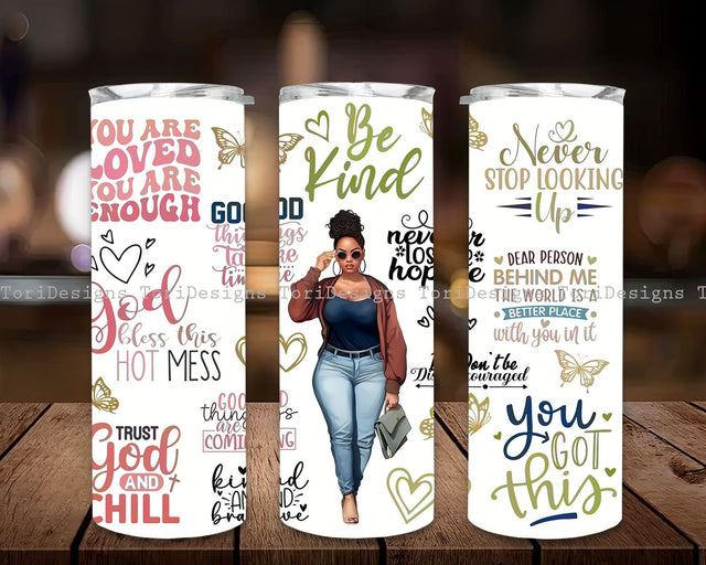 Black Woman Quotes Sublimation Tumbler PNG 20oz Skinny Tumbler Sublimation Melanin Strong Woman PNG Instant Download File Digital Download Sublimation ToriDesigns 