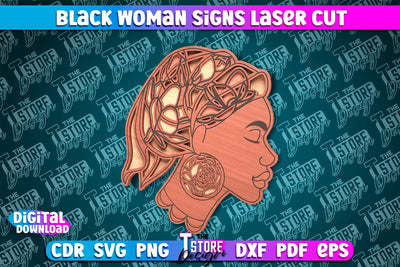 Black Woman Signs Laser Cut | Quotes Design | CNC File SVG The T Store Design 