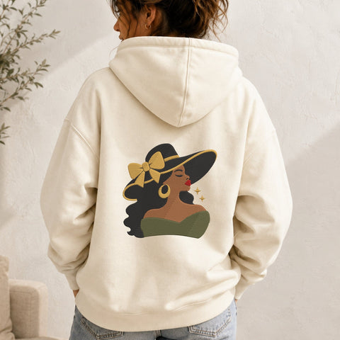 Black Woman Sun Hat Embroidery Design – Elegant African American Lady Machine Embroidery File, Fashion Woman Gold Bow Design Embroidery/Applique DESIGNS PatternFeed8 