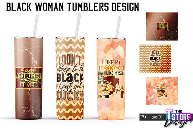 Black Woman Tumbler | Tumbler PNG Design | 20 Oz Wrap Tumbler v.1 Sublimation The T Store Design 