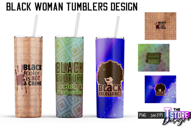 Black Woman Tumbler | Tumbler PNG Design | 20 Oz Wrap Tumbler v.1 Sublimation The T Store Design 